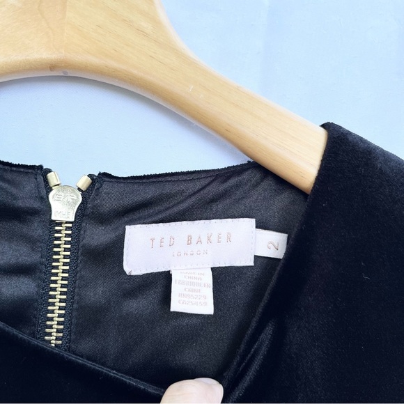 TED BAKER | CELEENA QUEEN BEE RUFFLE MINI DRESS FIT & FLARE BLACK SIZE 2 - Picture 8 of 10